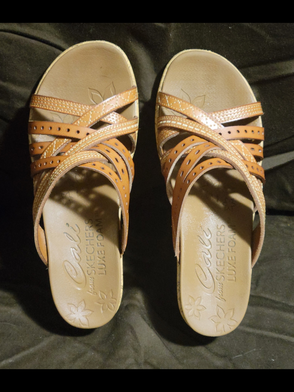 Skechers Cali Women's Tan Strappy Slip-On Sandals